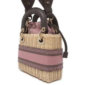 Dior Toile Handbag Basket Christian  Lady Wicker Mini  White de Jouy